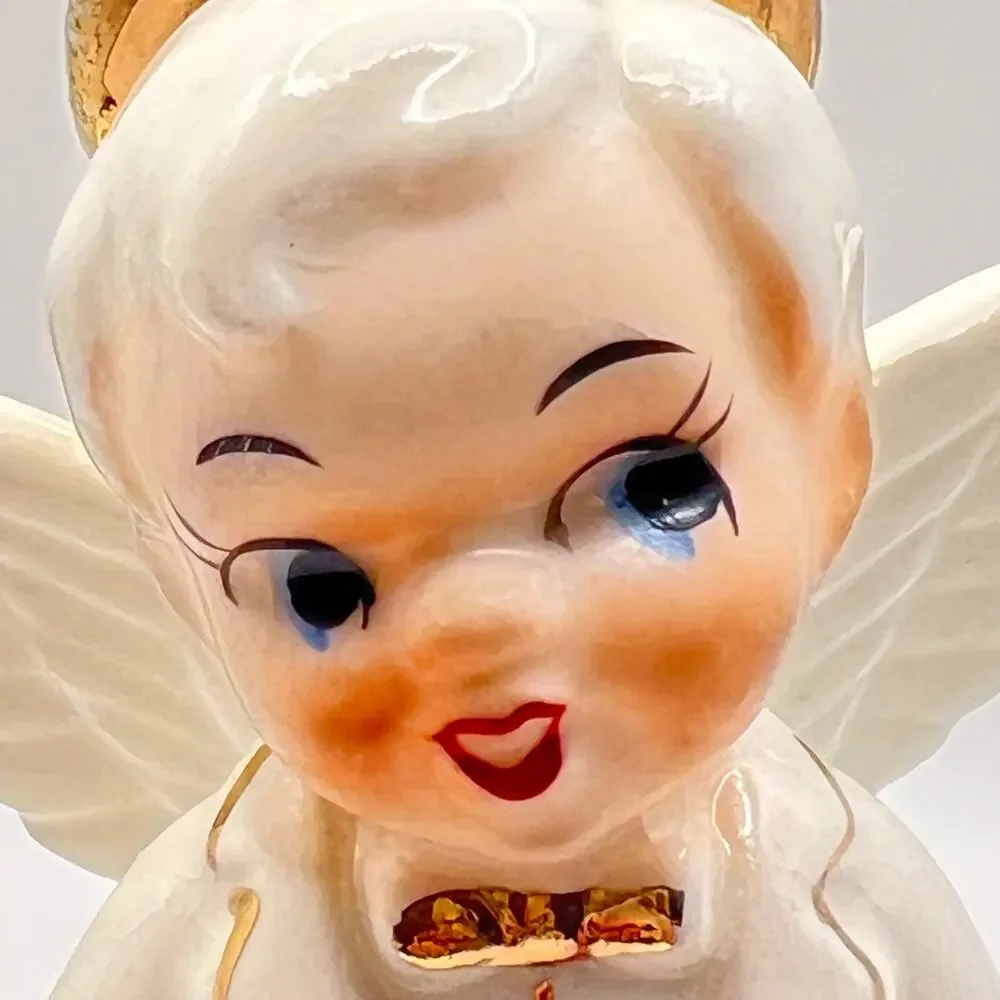 Vintage 50s Norcrest Japan July Boy Birthday Angel Figurine Flower Holder